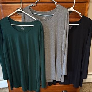 Christopher & Banks Long Sleeve Tops - Green, Gray, and Black